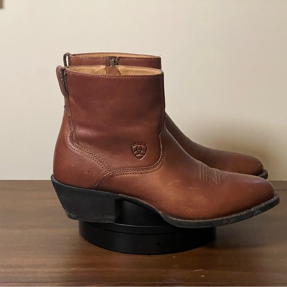 Ariat Deputy Brown Ankle Boots Men’s 11D Brown Zip Western Cowboy - Picture 2 of 9